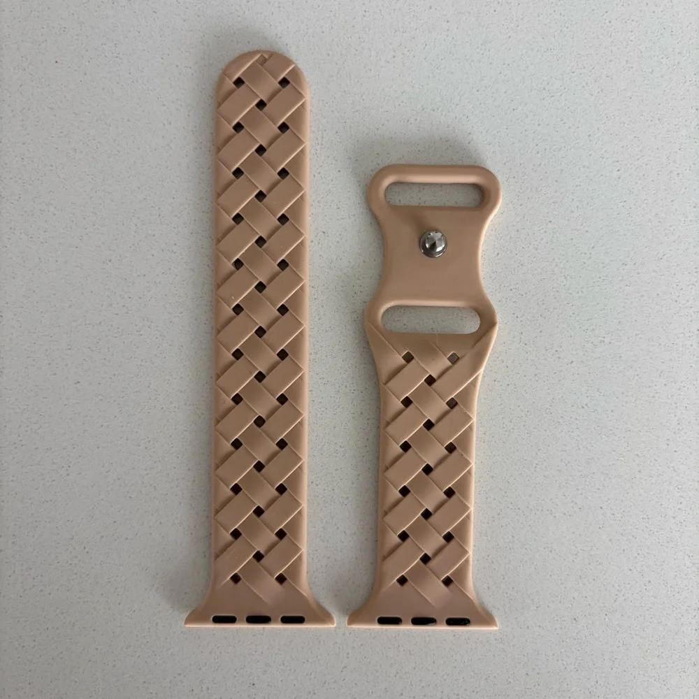 38/40/41 MM beige tan woven Apple Watch silicone band